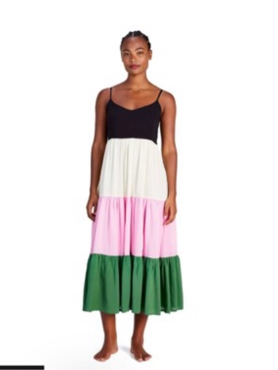 kate spade Dresses & Skirts - NEW Kate Spade Black Multicolor Tiered Cover Dress with Tie Waist